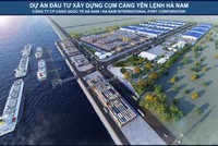 Phối cảnh Dự án Kl99ok phiên bản mới xây dựng cụm cảng Yên Lệnh - Hà Nam tại bãi sông Hồng.
