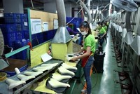 Dây chuyền Kl994 nhà cái bóng đá world cup yên xe đạp xuất khẩu tại Công ty Pro Active Global Việt Nam, vốn Kl99ok phiên bản mới của Đài Loan (Trung Quốc) tại Khu công nghiệp Đại Năng, Bình Dương. (Ảnh: Danh Lam/TTXVN)