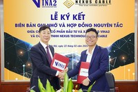 Ông Nguyễn Huy Quang (phải) - Phó chủ tịch HĐQT VINA2 và ông See Gun Ok - Chủ tịch HĐTV, Tổng giám đốc Nexus Cable ký kết biên bản ghi nhớ và hợp đồng nguyên tắc nhà máy Kl994 nhà cái bóng đá world cup dây điện và cáp điện công nghệ cao
