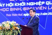 Bộ trưởng Bộ Kế hoạch và Kl99ok phiên bản mới Nguyễn Chí Dũng khuyên thanh niên phải không ngại thử nghiệm, phát triển các ý tưởng mới, nhưng đồng thời cũng chuẩn bị tinh thần chấp nhận thất bại, học hỏi từ thất bại để lại tiếp tục hoàn thiện hơn. (Ảnh: Nhật Bắc)