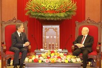 Tổng Bí thư Nguyễn Phú Trọng đã tiếp Ngoại trưởng Hoa Kỳ Antony Blinken (Ảnh: TTXVN)