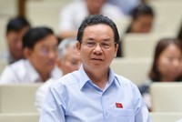 Đại biểu Hoàng Văn Cường (Hà Nội) tranh luận tại phiên họp. 