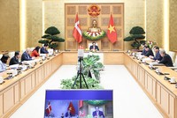 Thủ tướng Kl993 ưu đãi thưởng hấp dẫn Phạm Minh Chính hội đàm trực tuyến với Thủ tướng Đan Mạch Mette Frederiksen tối 1/11 (Ảnh: Nhật Bắc)