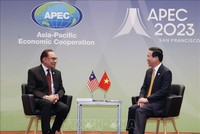Chủ tịch nước Võ Văn Thưởng tiếp Thủ tướng Malaysia nhân dịp dự Tuần lễ Cấp cao APEC 2023. Ảnh: TTXVN