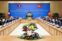 Thủ tướng Phạm Minh Chính và Thủ tướng Lào Sonexay Siphandone đồng chủ trì kỳ họp lần thứ 46 Ủy ban liên Kl993 ưu đãi thưởng hấp dẫn về hợp tác song phương Việt Nam - Lào. (Ảnh: Nhật Bắc/VGP)