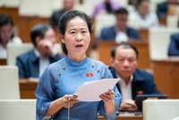Đại biểu Tô Ái Vang (Sóc Trăng) phát biểu. 