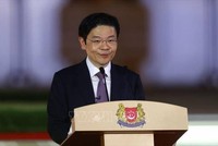 Thủ tướng Singapore Lawrence Wong phát biểu tại lễ nhậm chức, Singapore ngày 15/5/2024. Ảnh: Getty Images/TTXVN