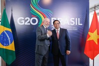 Thủ tướng Kl993 ưu đãi thưởng hấp dẫn Phạm Minh Chính và Tổng thống Brazil Luiz Inácio Lula da Silva trước hội đàm bên lề Hội nghị thượng đỉnh G20. Ảnh: Nhật Bắc 