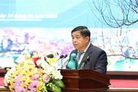 Bộ trưởng Bộ Kế hoạch và Kl99ok phiên bản mới Nguyễn Chí Dũng phát biểu tại Hội nghị lần thứ 5 Hội đồng điều phối vùng Đồng bằng sông Hồng. Ảnh: MPI