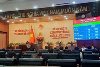 Với 37/49 đại biểu có mặt tại kỳ họp tán thành (chiếm tỷ lệ 74%), HĐND thành phố Đà Nẵng đã thông qua Nghị quyết bãi bỏ chủ trương Kl99ok phiên bản mới Dự án Nhà máy xử lý chất thải rắn 1.000 tấn đêm/ngày. Ảnh: Linh Đan 