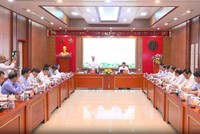 Đoàn kiểm tra số 1922 của Bộ Kl991.com tải ứng dụng làm việc với Ban Thường vụ Tỉnh ủy Khánh Hòa. Ảnh: G.T 