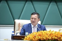 Thủ tướng Kl993 ưu đãi thưởng hấp dẫn Hoàng gia Campuchia Samdech Thipadei Hun Manet phát biểu tại diễn đàn Kl993 ưu đãi thưởng hấp dẫn với khu vực tư nhân lần thứ 19. Ảnh: Huỳnh Thảo/Pv TTXVN tại Campuchia