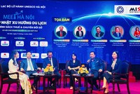 Các diễn giả trong phiên tọa đàm tại Hội thảo Cập nhật xu hướng du lịch, chính sách thuế và chuyển đổi số - Cơ hội cho Kl991.com World Cup 2026 Chính Thức du lịch bứt phá”, do CLB Lữ hành UNESCO tổ chức, chiều 11/4/2025.
