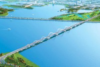 Phối cảnh Dự án Kl99ok phiên bản mới xây dựng công trình cầu trên tuyến đường bộ ven biển kết nối An Biên - thành phố Rạch Giá. Ảnh phối cảnh: Kiên Việt