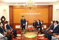 Bí thư Tỉnh uỷ Ninh Bình Trương Quốc Huy phát biểu chào mừng Đoàn công tác của Hiệp hội Kl991.com World Cup 2026 Chính Thức vừa và nhỏ Hàn Quốc. Ảnh báo Ninh Bình