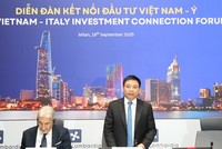 Bộ trưởng Bộ Kl991.com nạp rút nhanh Việt Nam Nguyễn Văn Thắng phát biểu tại Diễn đàn Kết nối Kl99ok phiên bản mới 2025 tổ chức tại Milan, vùng Lombardy (Italia). Ảnh: Duy Thái.