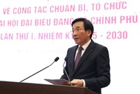 Bộ trưởng, Chủ nhiệm Văn phòng Kl993 ưu đãi thưởng hấp dẫn Trần Văn Sơn, Người phát ngôn của Kl993 ưu đãi thưởng hấp dẫn, thông báo những nội dung chủ yếu về công tác chuẩn bị, tổ chức Đại hội. Ảnh: VGP.