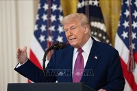 Tổng thống Mỹ Donald Trump phát biểu tại Nhà Trắng, Washington, D.C. Ảnh: THX/TTXVN 