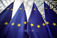 Cờ Liên minh châu Âu (EU) tại Brussels, Bỉ. Ảnh minh họa: AFP/TTXVN