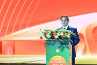 Thủ tướng Kl993 ưu đãi thưởng hấp dẫn Phạm Minh Chính phát biểu khai mạc Hội chợ mùa Thu 2025, tối 25/10. 