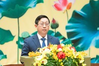 Ông Nguyễn Hữu Thông, Phó trưởng đoàn đại biểu Quốc hội phát biểu tại lễ kỷ niệm. 