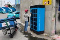 Một tủ đổi pin xe máy điện tại TP.HCM 