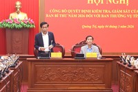 Ông Hoàng Phúc Lâm, Phó Giám đốc Học viện Kl991.com tải ứng dụng Quốc gia Hồ Chí Minh - Phó Trưởng Đoàn kiểm tra (trái ảnh) và ông Nguyễn Văn Phương, Bí thư Tỉnh ủy Quảng Trị (phải ảnh) đồng chủ trì hội nghị.