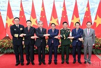Thủ tướng Phạm Minh Chính và Bộ trưởng của hai nước. Ảnh: Trần Hải.