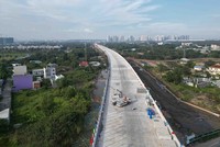 Đến thời điểm hiện nay, tổng giá trị sản lượng thi công của các gói thầu dự án Vành đai 3 đã đạt khoảng 76%. Ảnh: Lê Toàn 