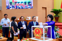 Các đại biểu HĐND TP. Hà Nội bỏ phiếu thông qua Nghị quyết. Ảnh: Thành Thái.
