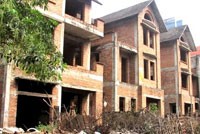 Gần chục biệt thự nằm trên phố Hoài Thanh, gần trường Phan Chu Trinh (cũng thuộc khu đô thị Mỹ Đình) vẫn trong tình trạng ngập cỏ và rác rưởi