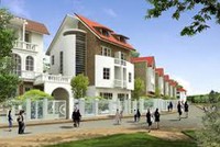 Một dãy phố trong phối cảnh dự án Làng Việt kiều Châu Âu