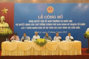 Lễ công bố Nghị quyết của Ủy ban Thường vụ Quốc Hội và Quyết định của Thủ tướng Kl993 ưu đãi thưởng hấp dẫn ban hành Kế hoạch tổ chức lấy ý kiến nhân dân về Dự thảo Bộ luật Hình sự sửa đổi