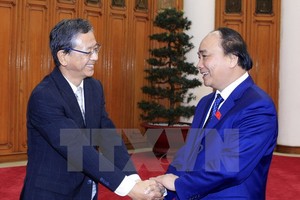 Thủ tướng Nguyễn Xuân Phúc tiếp Đại sứ Đặc mệnh Toàn quyền Nhật Bản tại Việt Nam Hiroshi Fukada. Ảnh: Thống Nhất/TTXVN