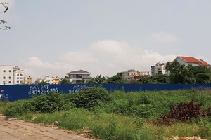 Lô đất trên tuyến đường Lê Hồng Phong (gần Ngã 5 Sân bay Cát Bi) đang rao bán với giá khoảng 30 triệu đồng/m2. Ảnh: Thanh Sơn