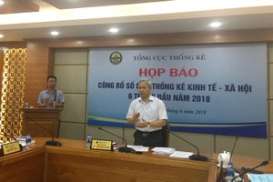 Ông Nguyễn Bích Lâm, Tổng cục trưởng Tổng cục Thống kê chủ trì cuộc họp báo công bố kết quả Kl992 cổng game cá cược Trang Chủ KL99Com Số 1 Link Đăng Ký KL999 6 tháng đầu năm 2018 (Ảnh: Mạnh Bôn)