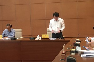 Thứ trưởng Bộ Kế hoạch và Kl99ok phiên bản mới  Trần Quốc Phương báo cáo tại phiên họp.