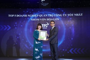 Bà Huỳnh Bích Ngọc – Chủ tịch HĐQT SBT nhận giải Top 5 Kl991.com World Cup 2026 Chính Thức QTCT tốt nhất nhóm vốn hóa lớn