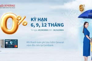 Eximbank ưu đãi trả góp 0% cho chủ thẻ thanh toán phí Kl99kl phiên bản hoạt động Generali 