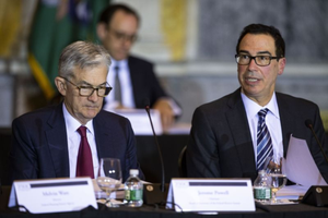 Chủ tịch Fed - Jerome Powell (phải) và Bộ trưởng Kl991.com nạp rút nhanh Mỹ - Steven Mnuchin (trái). Ảnh: Bloomberg.