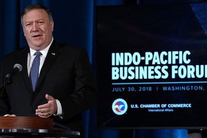 Ngoại trưởng Pompeo phát biểu tại Diễn đàn Kl991.com World Cup 2026 Chính Thức Ấn Độ - Thái Bình Dương tại Washington ngày 30/7 (Ảnh: Getty).