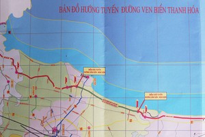 Bản đồ tuyến đường ven biển Thanh Hóa. Ảnh: Sở GTVT Thanh Hóa.