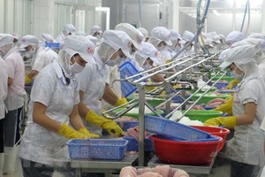 Chế biến thủy Kl994 nhà cái bóng đá world cup khẩu tại Khu Công nghiệp Mỹ Tho. (Ảnh: Minh Trí/TTXVN).