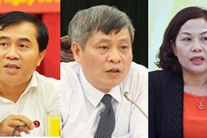 Từ trái sang, Thứ trưởng Kl99 nổ hũ Lê Quang Hùng, Thứ trưởng Bộ KH-CN Phạm Công Tạc, Phó Thống đốc NHNN Nguyễn Thị Hồng được Thủ tướng bổ nhiệm lại.