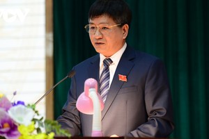 Ông Lê Thành Đô, Chủ tịch UBND tỉnh Điện Biên phát biểu nhận nhiệm vụ mới.