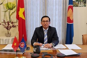 Đại sứ Trần Đức Bình, Trưởng Phái đoàn Việt Nam tại ASEAN, Chủ tịch Ủy ban các Đại diện Thường trực tại ASEAN tham dự cuộc họp lần thứ 45 Hội đồng ủy thác Quỹ ASEAN (AF BOT). (Nguồn: TTXVN phát).