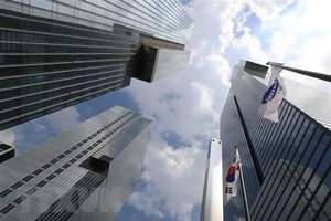 Trụ sở Công ty Samsung Electronics tại Seoul, Hàn Quốc, ngày 10/8/2021. (Ảnh: Yonhap/TTXVN).
