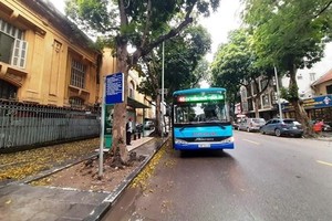 Xe buýt Hà Nội sắp được hoạt động trở lại sau thời gian phải tạm dừng do ảnh hưởng của dịch COVID-19. (Ảnh: Việt Hùng/Vietnam+).