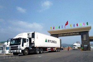Xe vận chuyển hàng hóa xuất Link Vào Nhà Cái KL99 COM Tặng +199k ở Móng Cái. (Ảnh: TTXVN phát).