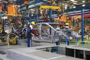 Dây chuyền Kl994 nhà cái bóng đá world cup ôtô của Hyundai Thành Công. (Ảnh: Đức Phương/TTXVN).